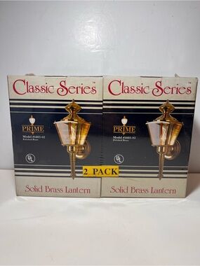 Prime Classic Series Solid Brass Lantern Wall Sconce - Polished Brass (2 Pack)